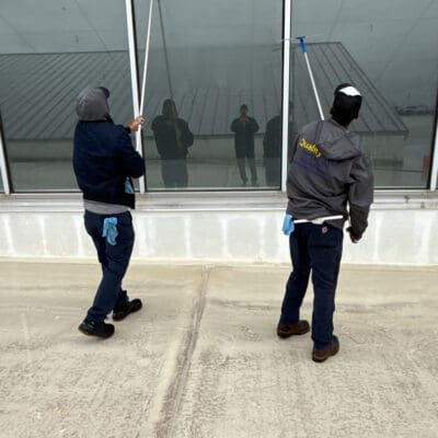 In Action Window Washing at the Convention Center in Chattanooga TN by QualityPRO Power Washing