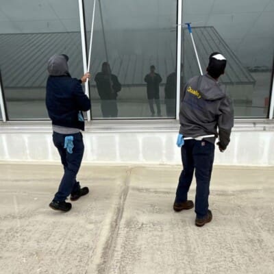 In Action Window Washing at the Convention Center in Chattanooga TN by QualityPRO Power Washing