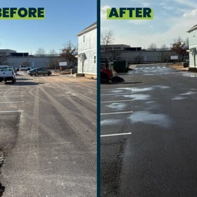 Asphalt Roadway Before and After Pressure Washing in Chattanooga TN by QualityPRO Power Washing
