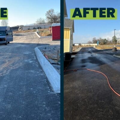Asphalt Roadway Before and After Pressure Washing in Chattanooga TN by QualityPRO Power Washing