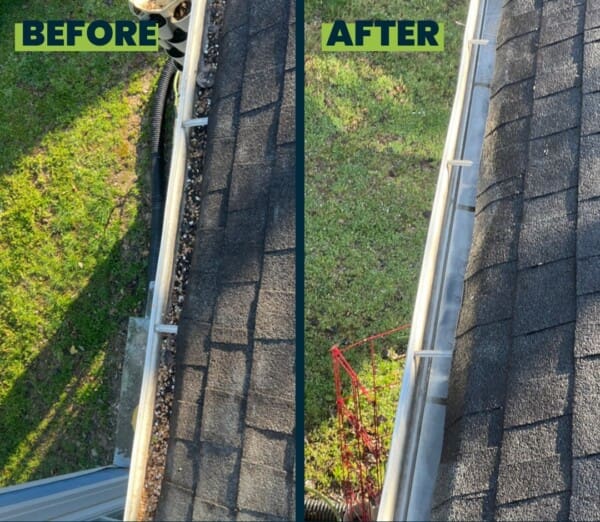 Gutters Power Washing Before and After in Chattanooga TN by QualityPRO Power Washing