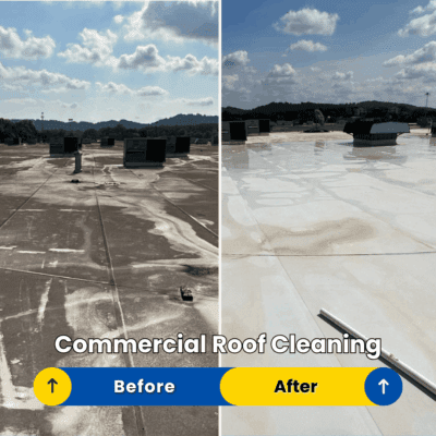 Commercial Roof Pressure Washing Before and After in Chattanooga TN by QualityPRO Power Washing