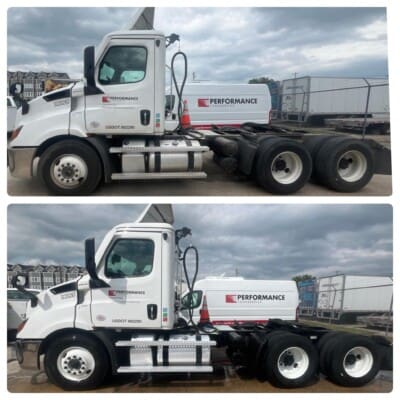 Before and After Pressure Washing Truck in Chattanooga TN by QualityPRO Power Washing