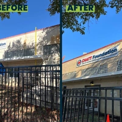 Before and After Chatt Foundation Pressure Washing in Chattanooga TN by QualityPRO Power Washing