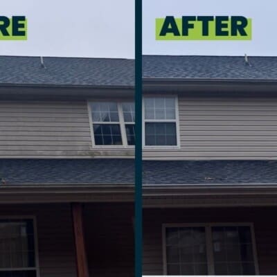 Before and After Second Story Pressure WashingHouse Washing in Chattanooga TN by QualityPRO Power Washing