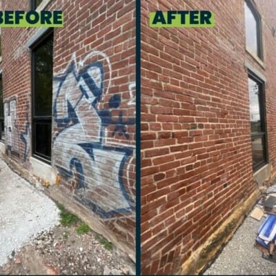 Before & after graffiti removal in Chattanooga TN by QualityPRO Power Washing