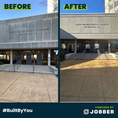 First Baptist Church Before and After Pressure Washing in Chattanooga TN by QualityPRO Power Washing
