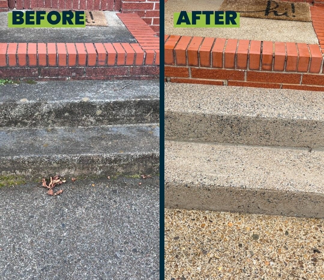 Before & after concrete pressure washing in Chattanooga TN by QualityPRO Power Washing