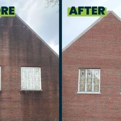 Before and After Brick House Cleaning in Chattanooga TN by QualityPRO Power Washing