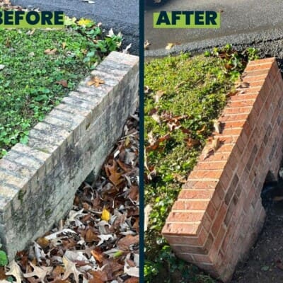 Before & after brick pressure washing in Chattanooga TN by QualityPRO Power Washing