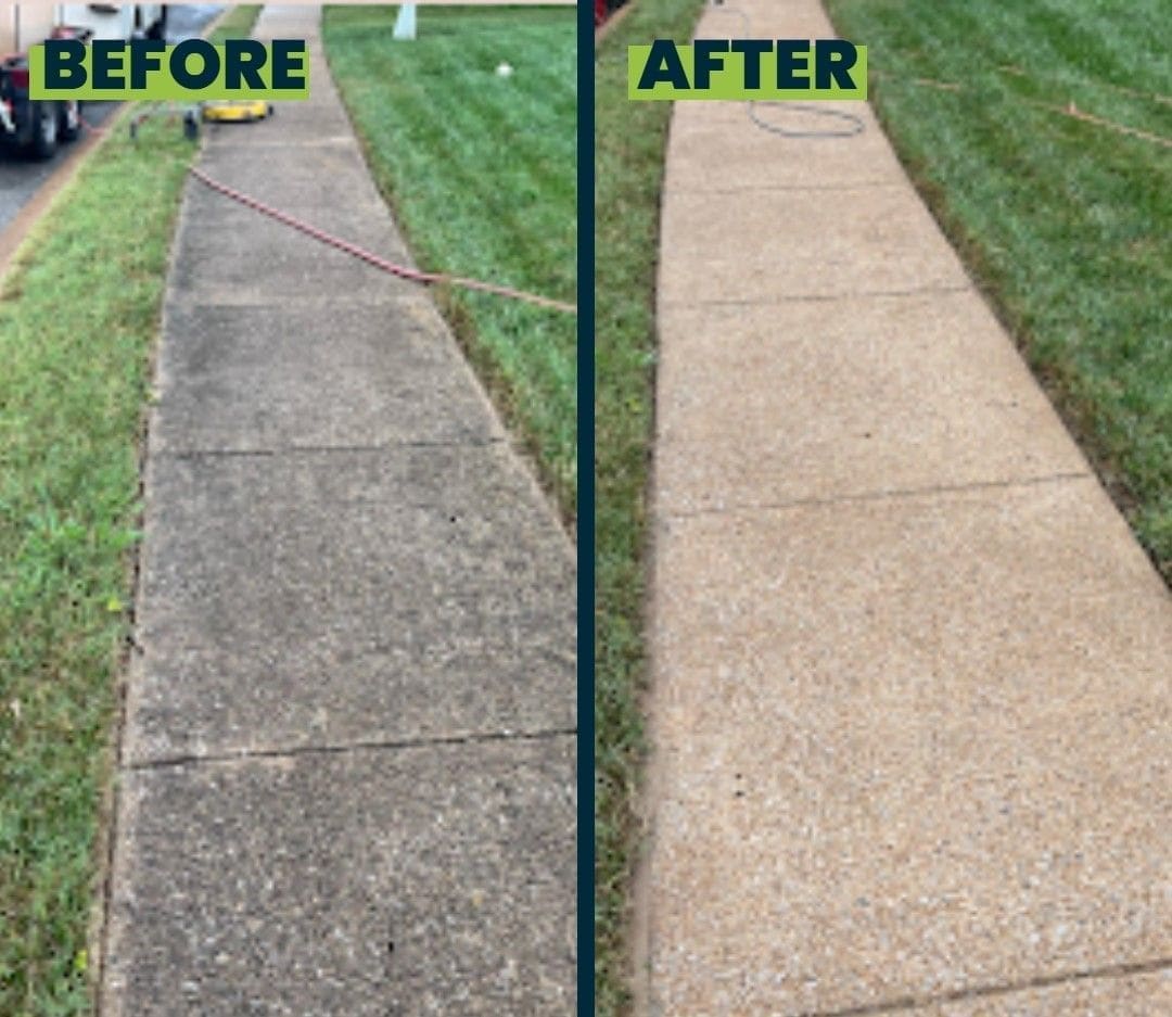 Before and After Neighborhood Sidewalk Cleaning in Chattanooga TN by QualityPRO Power Washing