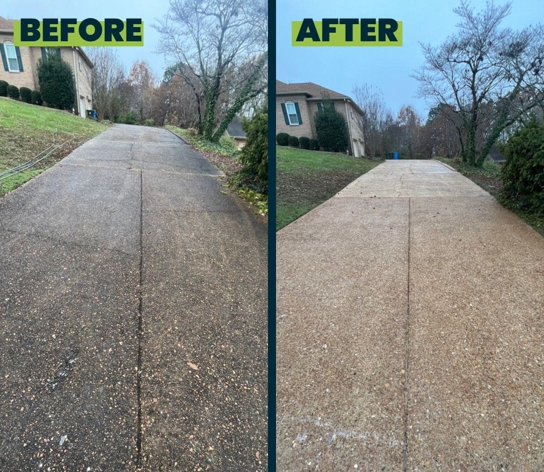 Before & after concrete pressure washing in Chattanooga TN by QualityPRO Power Washing