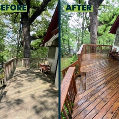 Before & after deck cleaning in Chattanooga TN by QualityPRO Power Washing