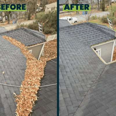 Before and After Rooftop and Gutters Pressure Washing in Chattanooga TN by QualityPRO Power Washing