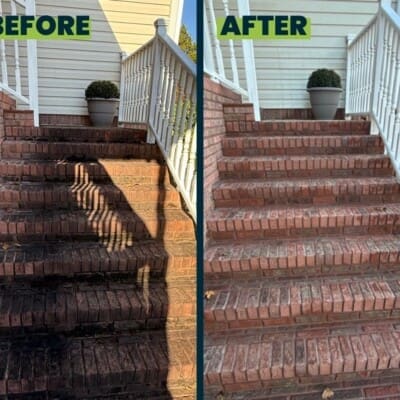 Brick House Stairwell Pressure Washing in Chattanooga TN by QualityPRO Power Washing