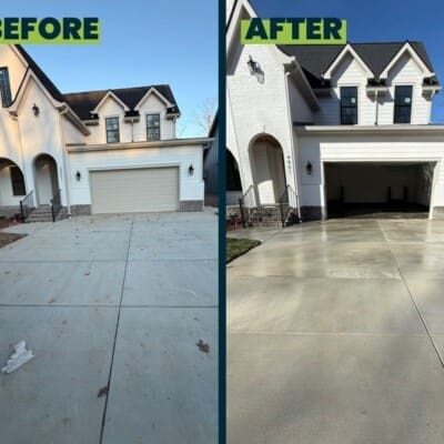 Before and After Concrete Driveway Cleaning in Chattanooga TN by QualityPRO Power Washing