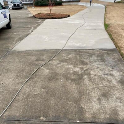 Concrete Cleaning of house Driveway in Chattanooga by QualityPRO Pressure Washing