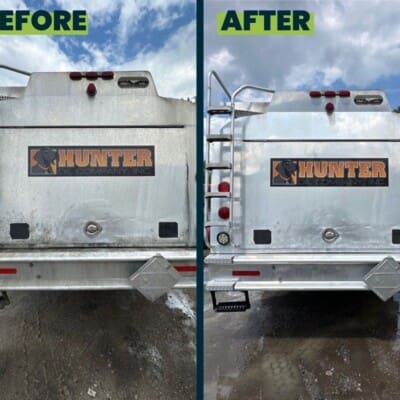 Hunter Oil Company Before and After Pressure Washing Trucks in Chattanooga TN by QualityPRO Power Washing