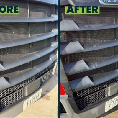 Hunter Oil Company Before and After Pressure Washing Trucks in Chattanooga TN by QualityPRO Power Washing