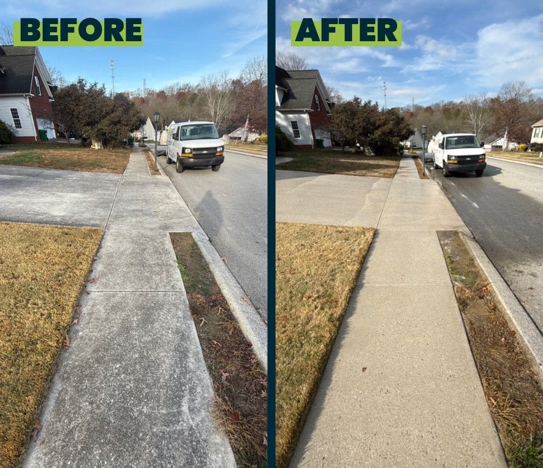 Before and after driveway pressure washing in Chattanooga by QualityPRO Pressure Washing