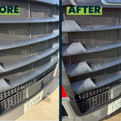 Hunter Oil Company Before and After Pressure Washing Trucks in Chattanooga TN by QualityPRO Power Washing