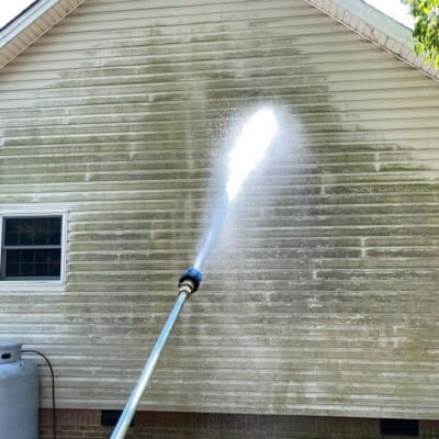 Dirty Vinyl Siding before Power Washing in Chattanooga TN by QualityPRO Power Washing