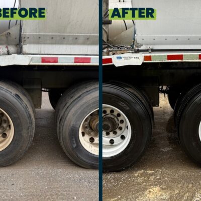 Goggin Tires Before and After Being Pressure Washed in Chattanooga TN by QualityPRO Power Washing