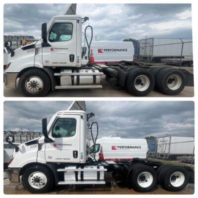 Day Cabs before and After being pressure Washed by QualityPRO Power Washing in Chattanooga TN 