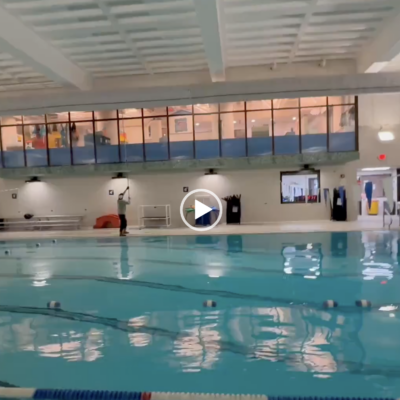 Pressure Washing upper Windows in the pool area at YMCA in Chattanooga TN by QualityPRO Power Washing