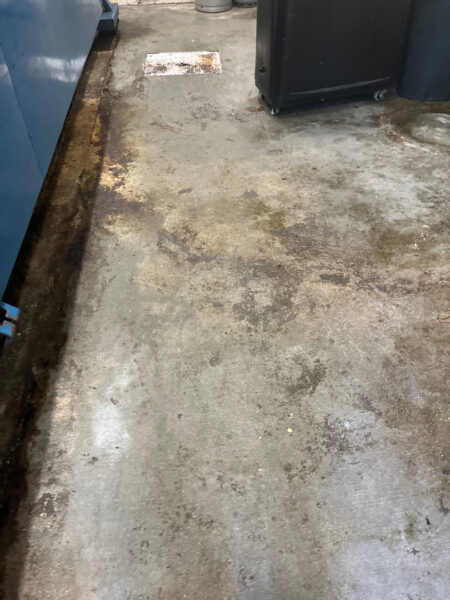 This project involved the preparation, chemical pretreatment, targeted high-pressure washing, and thorough rinsing of a Chattanooga facility's trash room concrete floor to eliminate heavy grease, grime, and odors, resulting in a cleaner and more hygienic waste-handling space.
