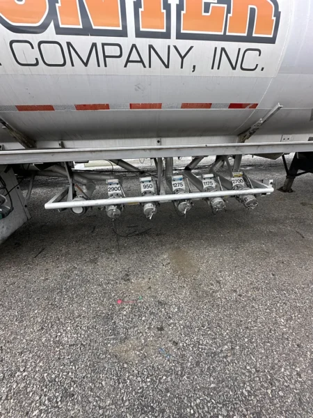 Fleet pressure washing completed on tanker trailers and a service truck, removing heavy road film, grime, and buildup to restore a brighter, cleaner finish and a more professional fleet appearance.