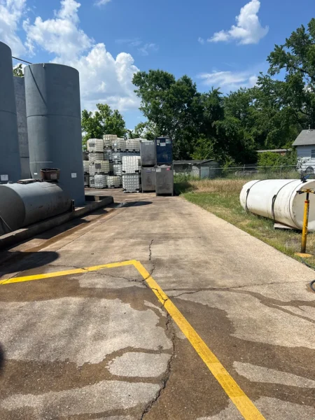 Fleet pressure washing completed on tanker trailers and a service truck, removing heavy road film, grime, and buildup to restore a brighter, cleaner finish and a more professional fleet appearance.