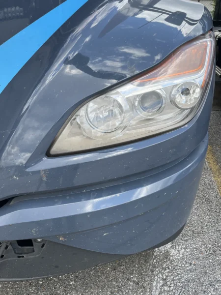 Pressure washing service completed on multiple semi trucks, focusing on the front end and upper cab areas to remove road film, grime, and buildup—leaving a cleaner, brighter finish and a more professional fleet appearance.