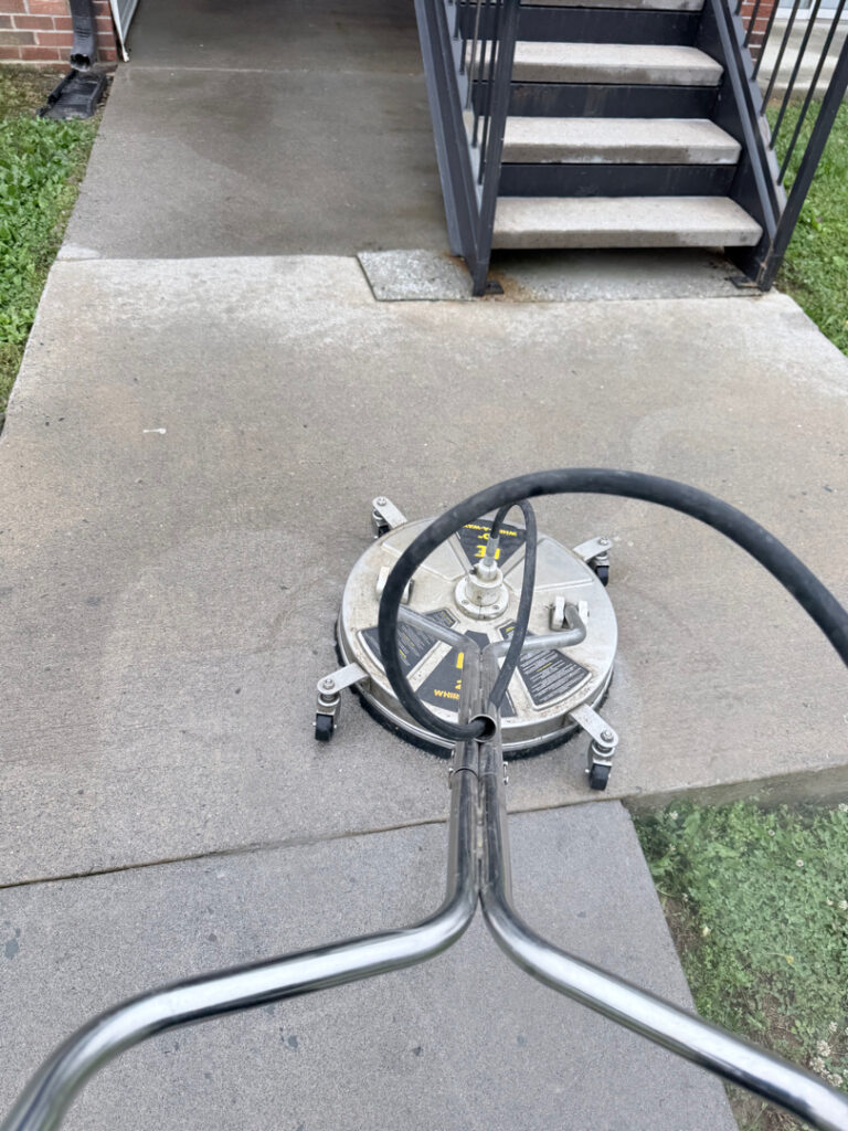 This project involved a comprehensive exterior soft wash and pressure cleaning of an apartment community in Cleveland, restoring the buildings, breezeways, concrete walkways, mail center, dumpster pads, and clubhouse to a clean and refreshed condition.