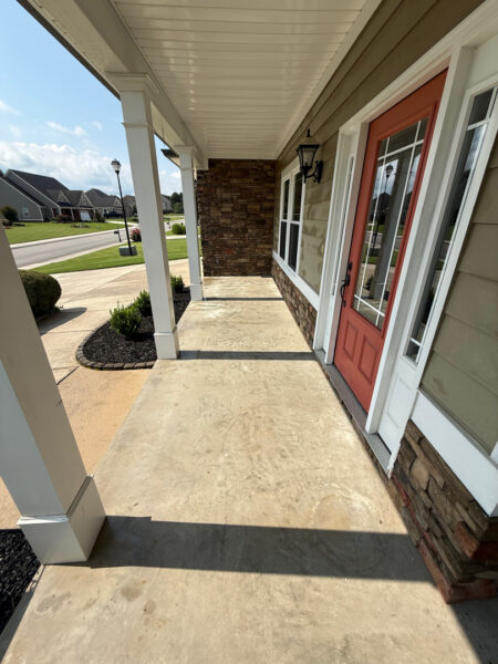 This project involved a comprehensive soft wash of a two-story residence in Ringgold to remove organic buildup from all exterior surfaces and prepare the screened porch for painting.