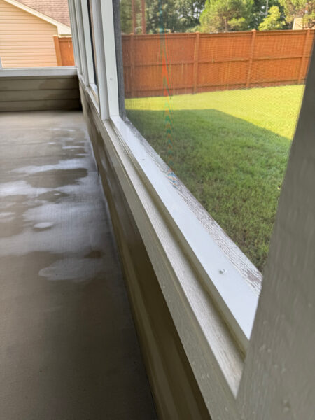 This project involved a comprehensive soft wash of a two-story residence in Ringgold to remove organic buildup from all exterior surfaces and prepare the screened porch for painting.