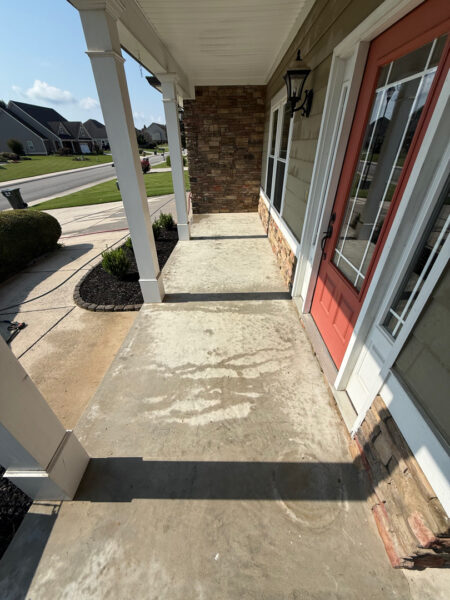 This project involved a comprehensive soft wash of a two-story residence in Ringgold to remove organic buildup from all exterior surfaces and prepare the screened porch for painting.