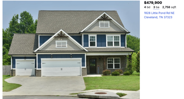 A two-story home in Cleveland, TN, received a comprehensive soft wash cleaning of its vertical surfaces, gutters, and trim, backed by a one-year warranty against mold and mildew regrowth.