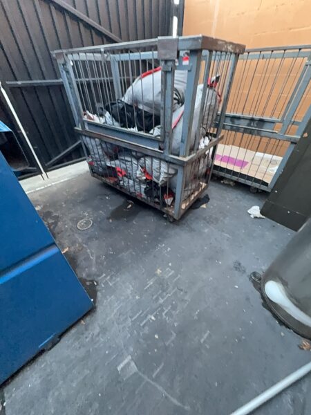 Professional power washing and detergent cleaning were performed on the front stained sidewalk, additional sidewalk sections, the back dock, and the dumpster enclosure to remove all surface debris and buildup.