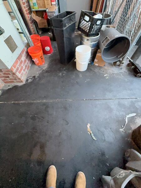 Professional power washing and detergent cleaning were performed on the front stained sidewalk, additional sidewalk sections, the back dock, and the dumpster enclosure to remove all surface debris and buildup.
