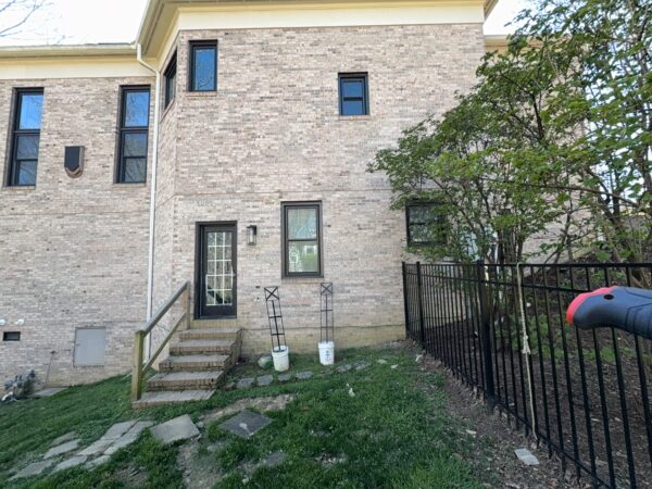 The work performed consists of soft washing and rinsing the primary structure's exterior surfaces, three rear decks, a treehouse with its decks and bridges, and surface cleaning the concrete flatwork, all backed by a one-year warranty against mold and mildew regrowth.