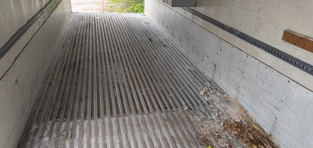 This project involved inspecting, prepping, pressure washing, and drying the interior of a GFS storage trailer in Chattanooga to restore a clean, residue-free environment suitable for continued storage use.