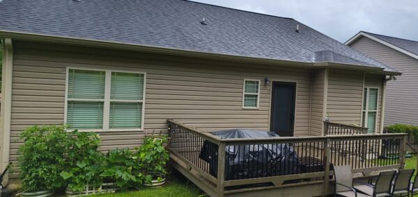 This project involved a comprehensive exterior refresh of a two-story Chattanooga home, including a soft-wash house cleaning with a mold warranty, a driveway concrete wash, gutter debris removal, and exterior window cleaning to restore both curb appeal and functionality.