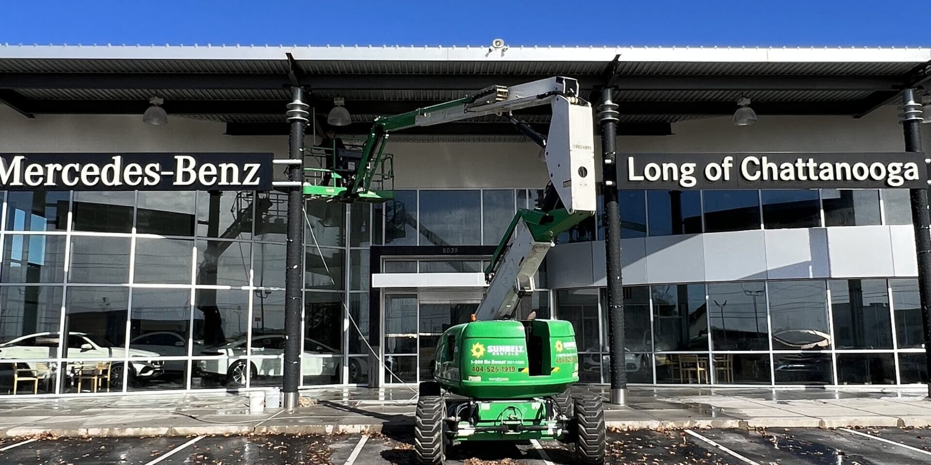 Mercedes Benz Exterior Ceiling and lights cleaning in Chattanooga TN by QualityPRO Power Washing