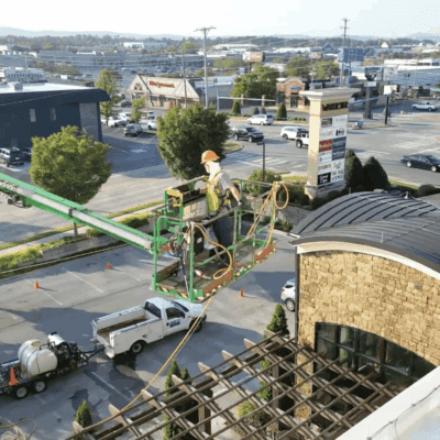 High rise commercial pressure washing at the embassy suites in chattanooga tn by qualitypro power washing