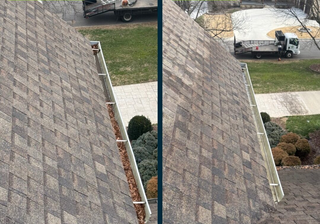 Before and after gutter cleaning in chattanooga tn by qualitypro power washing
