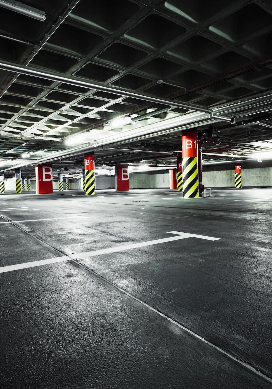 Parking garage underground interior